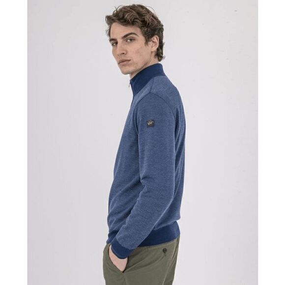 NWT Paul & Shark Summer wool jacquard half zip sweater with iconic badge - Picture 3 of 15